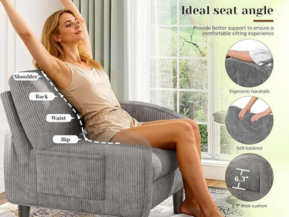 Homkdom Accent Chair for Living Room Reading Chair for Bedroom Mid Century Modern Arm Chair Upholstered Comfy Chair for Apartment, Waiting Room,Grey