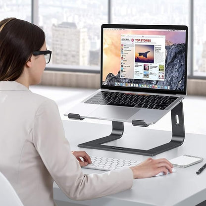 OMOTON Laptop Stand, Detachable Laptop Mount, Aluminum Laptop Holder Stand for Desk, Compatible with MacBook Air/Pro, Dell, HP and All Laptops (11-16 inch), Black