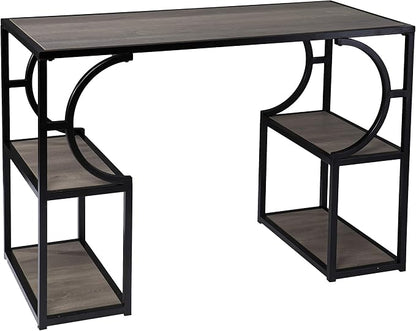 SEI Furniture - Tyberton Writing Desk with Storage - Transitional Design, Natural Iron and Wood - Ideal for Home Office, Bedroom (HO1119037)