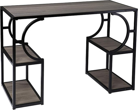 SEI Furniture - Tyberton Writing Desk with Storage - Transitional Design, Natural Iron and Wood - Ideal for Home Office, Bedroom (HO1119037)