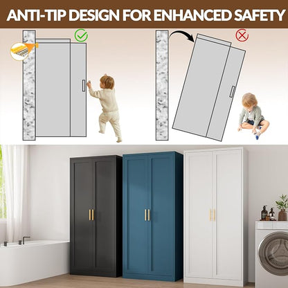 71" H Kitchen Storage Cabinet with 4 Adjustable Shelves, Metal Pantry Cabinet, Pantry Organizers and Storage Cabinet for Kitchen, Bathroom, Living Room (White)