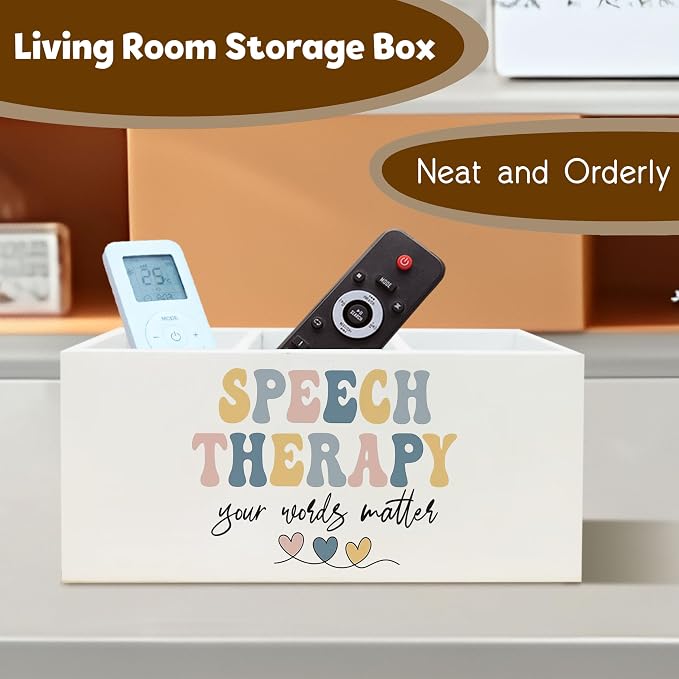Speech Therapy Gift Decor for Desk Pen Holder,Speech Therapy Room Decor Womens Desk Accessories for Office Bathroom Wooden Pen Holder
