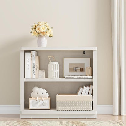 Rresyet 2 -Tier Bookcase, 31" Tall Book Shelf, 29” Wide Bookshelves, Wooden Bookcase Display Storage for Home Office, Living Room and Study Room (White)