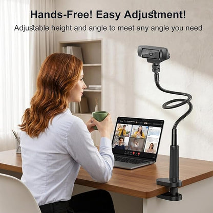 Webcam Stand Mount for Desk, Flexible Gooseneck Webcam arm Holder with Clamp, Web Camera Computer Stand Compatible with Action Camera Gopro C922 C930e C920S C920 C615 C960 C920x BRIO