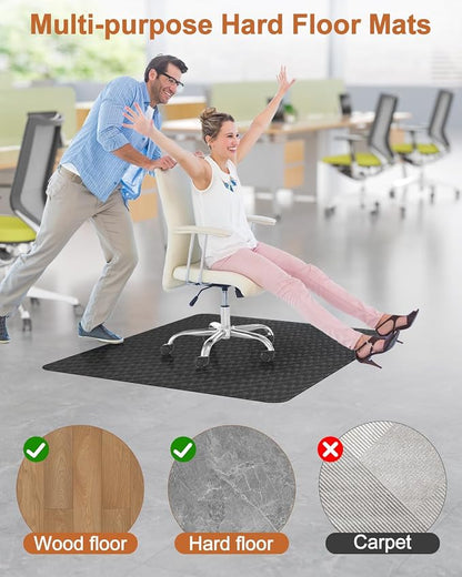 Blvornl Large Office Chair Mat for Hardwood Floor, Rolling Chair Mat for Hard Wood, Large Anti-Slip Hard Floor Protector, Heavy Duty Computer Desk Rug for Office and Home 35.4"*47.2" Black