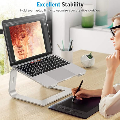OMOTON Laptop Stand, Detachable Laptop Mount, Aluminum Laptop Holder Stand for Desk, Compatible with MacBook Air/Pro, Dell, HP All Laptops (11-16 inch), Silver