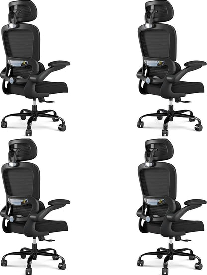 TRALT Office Chair Ergonomic Desk Chair, 330 LBS Home Mesh Office Desk Chairs with Wheels, Comfortable Gaming Chairs Pack of 4