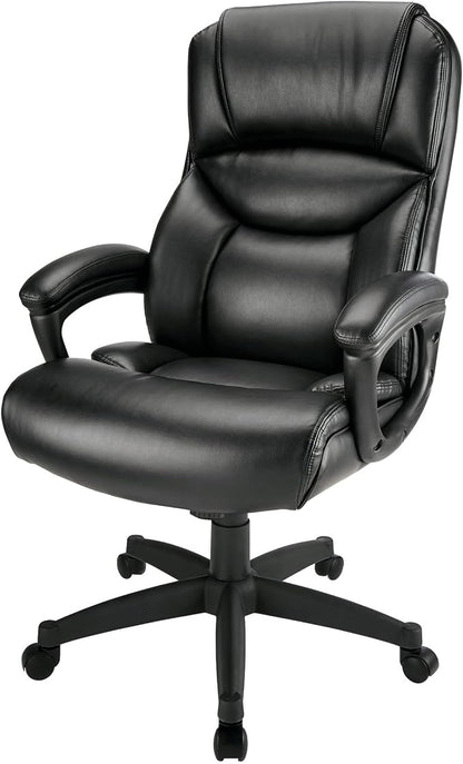 Realspace® Fennington Bonded Leather High-Back Chair, Black