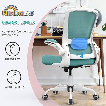 Mimoglad Ergonomic High Back Mesh Office Chair, Adjustable Lumbar Support, Thickened Seat Cushion (Modern, Tiffany Blue)
