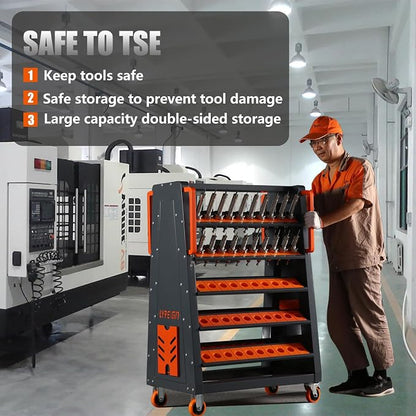 CAT30 CNC Tool Cart-140 Cap, 5-Tier CNC Rolling Carts with Wheels，40 Taper Tool Holder, CNC Mobile Tool Holder, CNC Tool Organizer, CAT 40 Tool Holder Set for StorehouseFactory Garage