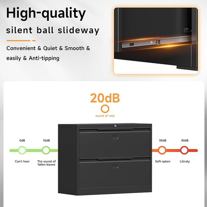 Bestoo 2 Drawer File Cabinet with Lock, Metal Lateral Filing Cabinet, File Cabinets for Home Office, Office Cabinet for Hanging Files Letter/Legal/F4/A4 Size