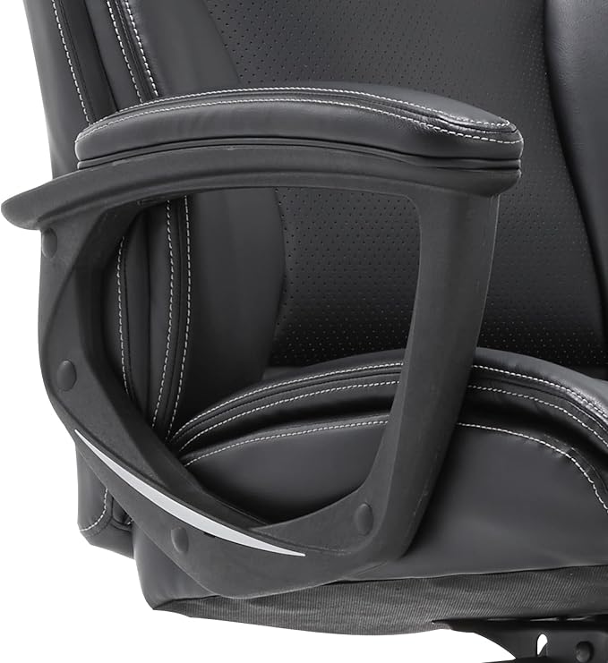 Serta Connor Executive Office Chair, Ergonomic Computer Chair with Layered Body Pillows, Contoured Lumbar, Adjustable Seat Height, Bonded Leather, Black