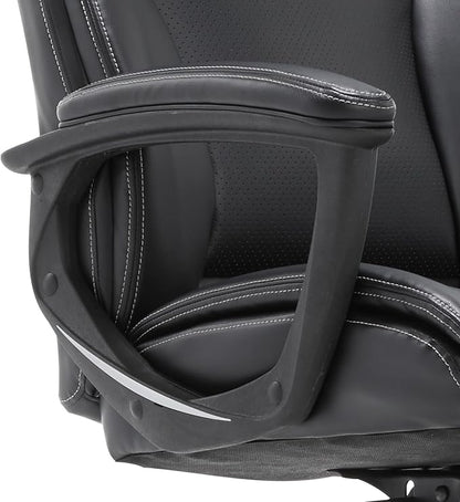 Serta Connor Executive Office Chair, Ergonomic Computer Chair with Layered Body Pillows, Contoured Lumbar, Adjustable Seat Height, Bonded Leather, Black