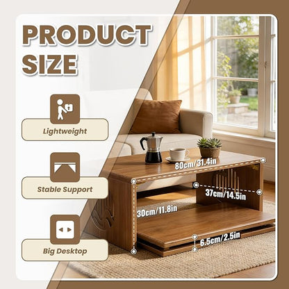 Folding Floor Coffee Table, Japanese Bamboo Foldable Coffee Tables, Portable Living Room Low Table, Versatile Tatami Meditation Tea Table for Dining Room, Wooden Desk for Home, Office (80X37CM)