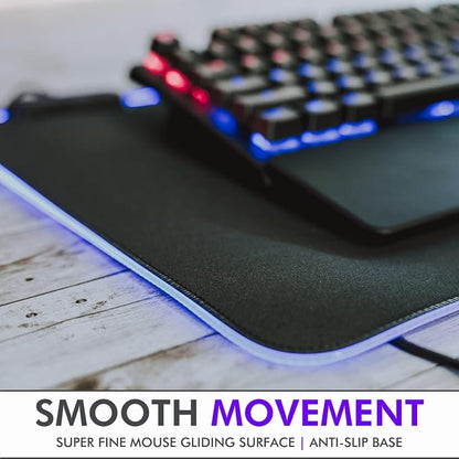 Tilted Nation RGB Mouse Pad for Gaming - Large LED Mousepad - LED Desk mat with 8 Adjustable Light Modes - Non Slip Rubber Base, Easy to Clean Water Proof Surface Mat for Keyboard and Mouse