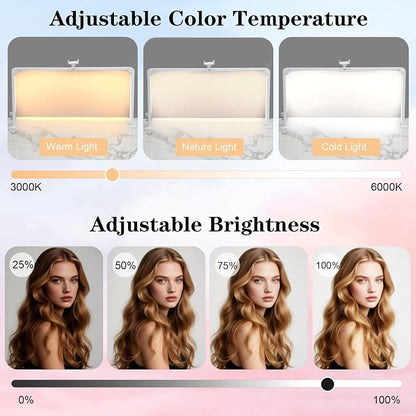 Nail Tech Lamp for Desk, 34 in Large Half Moon Light with Phone Holder, 48W Brightness Adjustable Lash ARC Light for Manicure, Tattoo, Spa, Salon, 3000K-6000K LED Manicure Lamp