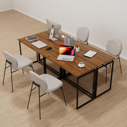 alawooder Folding Desk - 39.4” Wood Top Foldable Desk for Small Spaces | No Assembly Required Compact Desk for Home Office, Writing, and Study