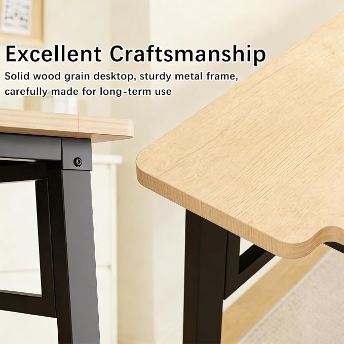 Computer Desk 39.4 Inch Small Office Desk with Wood Top and Metal Frame, Study Writing Desk for Home, Bedroom, Gaming, U-Shaped Leg Design, Modern Simple