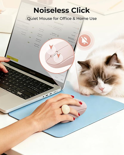 seenda Wireless Mouse for Laptop, 2.4G Noiseless Mouse with USB Receiver - Optical Tracking Portable Computer Mice for Chromebook, PC, Tablet, Windows System, 24 Months Battery Life - Pink