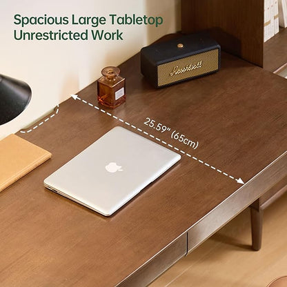 Retro Solid Wood Computer Desk, Office Writing Desk with Storage Drawers for Home Office, Study, Bedroom 55.11" W