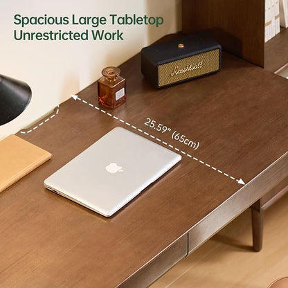 Retro Solid Wood Computer Desk, Office Writing Desk with Storage Drawers for Home Office, Study, Bedroom 47.24" W