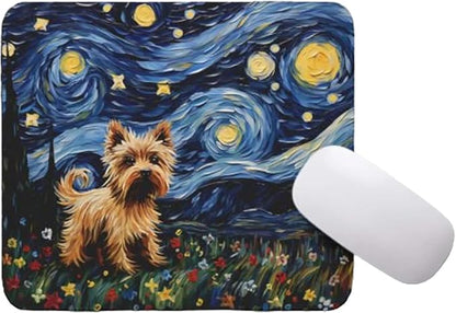 Tubbie Prints Starry Night Yorkie Dog Mouse Pad for Computer Laptop Home Office Gaming Working Desk Desktop Accessories Non-Slip Rubber Mouse Pad for Dog Lovers (Yorkshire)