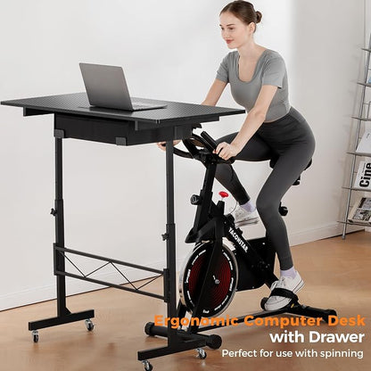 GTPLAYER Small Standing Desk Adjustable Height Small Computer Desk Mobile Portable Rolling Laptop Table with Wheels 32" Computer Workstation Sit Stand Desks Portable Standing Table Treadmill desks