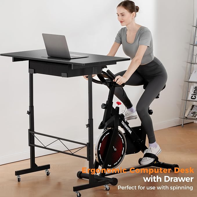 COMHOMA Small Standing Desk Adjustable Height Small Computer Desk Mobile Portable Rolling Laptop Table with Wheels 32" Computer Workstation Sit Stand Desks Portable Standing Table Treadmill desks