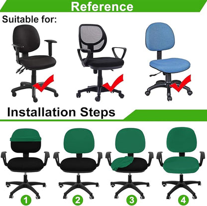 Smiry Stretch Jacquard Office Computer Chair Covers, Removable Washable Universal Desk Rotating Chair Slipcovers Protector, Seat + Backrest Cover, Chritsmas Green
