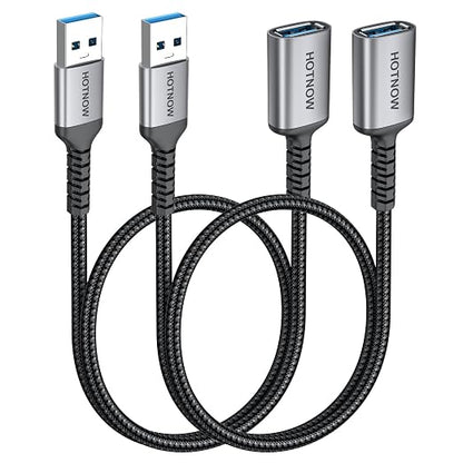 USB 3.0 Extension Cable [1.5FT 2Pack] Nylon Braided USB A-Male to A-Female Extender Compatible with Webcam, Camera, Hub, Mouse, Keyboard, Hard Drive, Headset,Gamepad, Printer, Memory Disk.