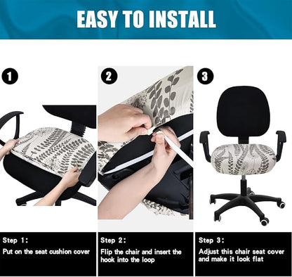 Smiry Printed Office Computer Chair Seat Covers, Stretch Fit Universal Desk Rotating Chair Cover Washable Removable Seat Cushion Protectors - Sage Gray