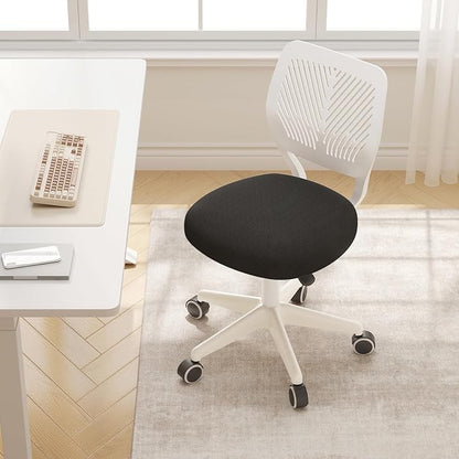 Armless Desk Chair Swivel Office Rolling Chair with Soft Padded Cushion, Height Adjustable Small Task Chair, Ergonomic Study Computer Chair for Kids Girls Boys Teens (Black White, 2PCS)