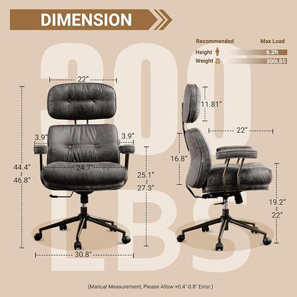 Home Office Chair,Ergonomic Computer Chair with Lumbar Support Adjustable Height,Mid-Century Modern Office Chair with Rolling Swivel Chair for Home Office Game Study(Suede Leather Chair,Brown)
