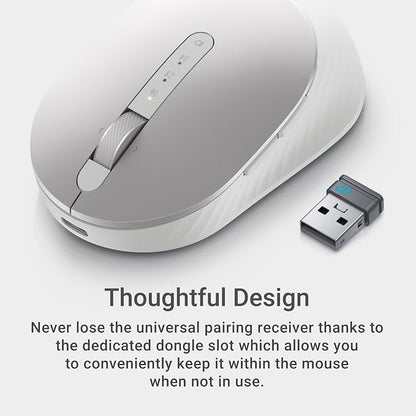 Dell Premier Rechargeable Wireless Mouse - MS7421W - Silver - Wireless, 7 Buttons, Adjustable at 1000, 1600 (default), 2400 and 4000, Six Months of Battery Life
