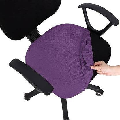 Smiry Stretch Jacquard Office Computer Chair Seat Covers, Removable Washable Anti-dust Desk Chair Seat Cushion Protectors - Purple