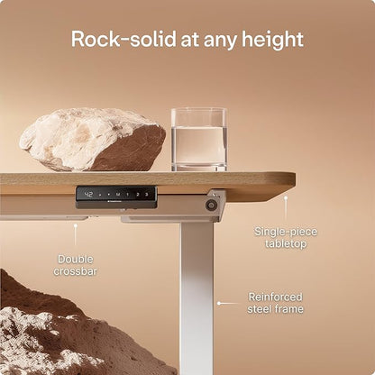 Desktronic HomeOne Standing Desk 60x30 — Ergonomic Sit Stand Home Office Desk, Made in Europe, Electric Dual Motor Height Adjustable, USB & USB-C Charging, Wobble-Free, Touchscreen, 3 Memory Presets