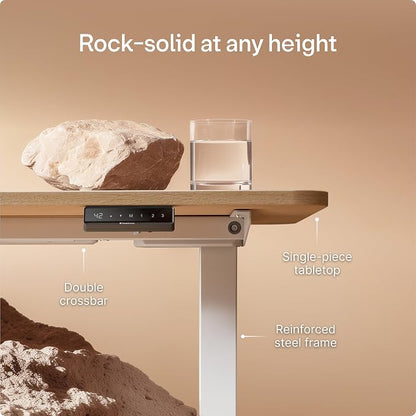Desktronic HomeOne Standing Desk 48x24 — Ergonomic Sit Stand Home Office Desk, Made in Europe, Electric Dual Motor Height Adjustable, USB & USB-C Charging, Wobble-Free, Touchscreen, 3 Memory Presets