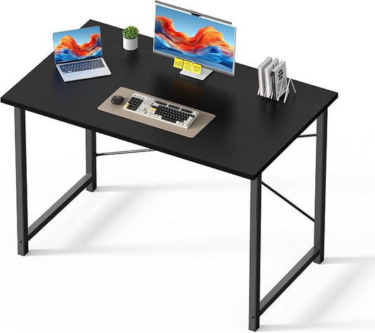 OLIXIS 44 Inch Computer Office Desk for Small Spaces, Writing Gaming Work Desk Modern Study Table with Metal Frame Home Bedroom, Black