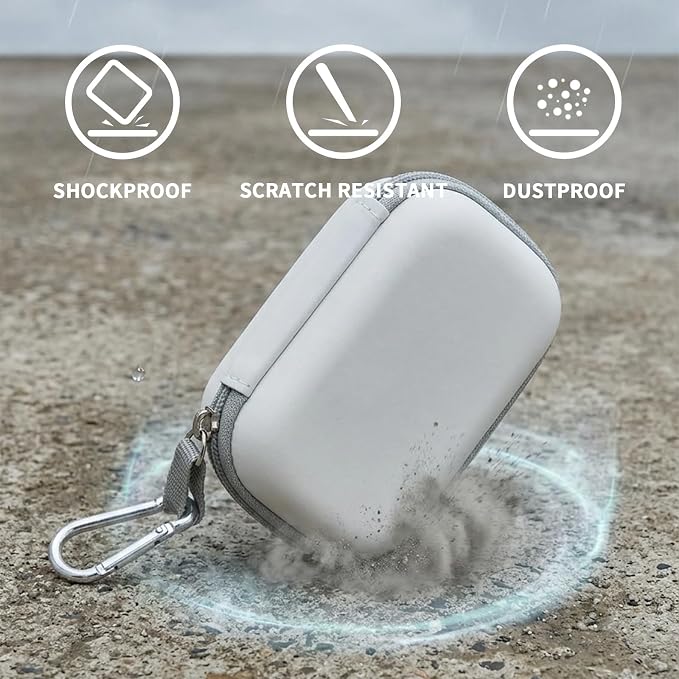 Comecase 12 Slots USB Flash Drive Case, Hard Shell Organizer for Thumb Drives & Jump Drives with Carabiner, Portable USB Case with Removable Pre-cut Sponge & SD Card Mesh Pocket (White, Small)