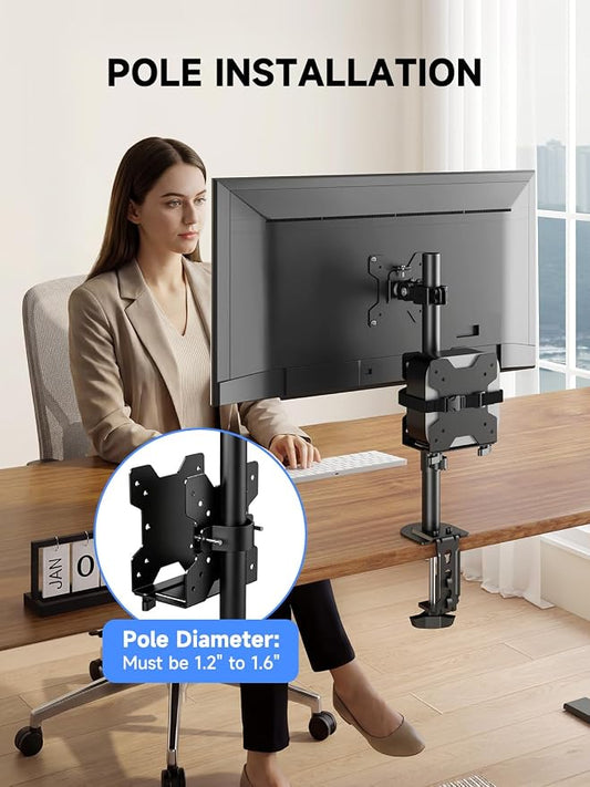 suptek Thin Client Mount Bracket Adjustable Mini PC Mount Bracket,CPU VESA Under Desk and Monitor Arm Computer Holder, Black, ZJJ002