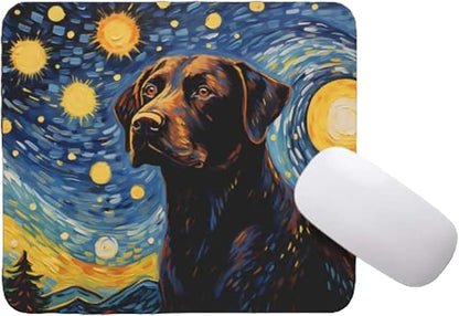 Starry Night Dog Mouse Pad for Home Office Gaming Working Desk Computer Desktop Accessories Non-Slip Rubber Mouse Pad for Dog Lovers (Labrador)