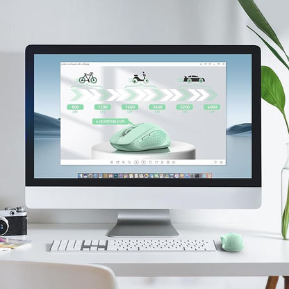 TECKNET Bluetooth Mouse (BT 5.0/3.0+2.4Ghz), 6-Level 4000 DPI Wireless Mice for Laptop, 2-in-1 Ergonomic Computer Portable PC Mouse, Silent Mouse with USB Receiver for Windows/Mac/PC/Notebook-Green