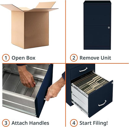NuSparc 2 Drawer Locking Filing Cabinet | Pre-Assembled Steel Construction | Space-Saving Design is Perfect for Home and Small Office | Letter-Size | Assembled in North America