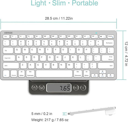 Arteck Ultra-Slim Bluetooth Keyboard Compatible with iPad 10.2-inch/iPad Air/iPad 9.7-inch/iPad Pro/iPad mini, iPhone and Other Bluetooth Enabled Devices Including iOS, Android, Windows Silver