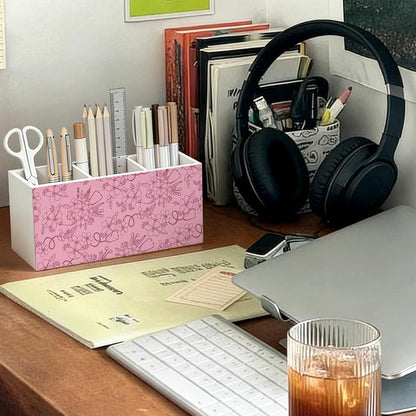 Pink Floral Nurse Pen Pencil Holder for Desk, Nurse Appreciation Gifts, Nursing Week Gifts for Women, Nursing Wooden Box Sign Decorations for Home Office Workplace Desk Tabletop