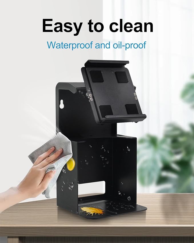 ZYWELL TS32 iPad Pos Stand Swivel with Thermal Printer Shelf for POS, Retail & Business All Metal no Installation Tilting, Waterproof Secure Checkout Stand Suitable for 9.7-13 inch Tablet