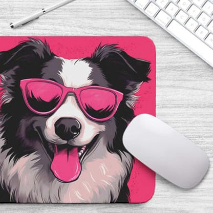 Pink Mousepad Glamour Dog Australian Shepherd Mouse Pad for Home Office Gaming Working Desk Computer Desktop Accessories Non-Slip Rubber Mousepad for Dog Lovers