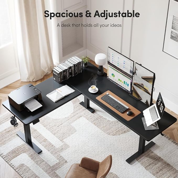 Cubiker 75 * 63" L Shaped Standing Desk, Reversible Corner Standing Desk, Suitable for Home Office, Black
