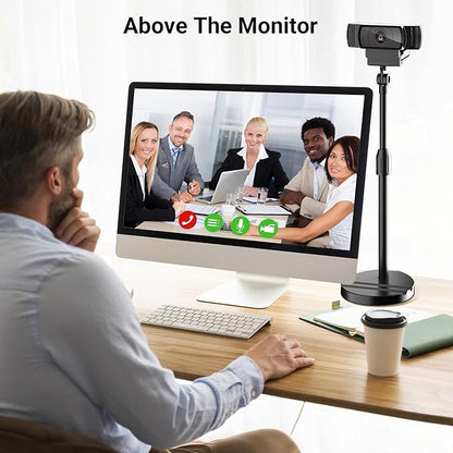 LenTok Telescopic Webcam Tripod Stand for Desk with Phone Holder, Desktop Webcam Mount Compatible with C922 C930e C920S C920 C615 C960 C920x Brio 4K, Table Phone Stand with 1/4'' Thread