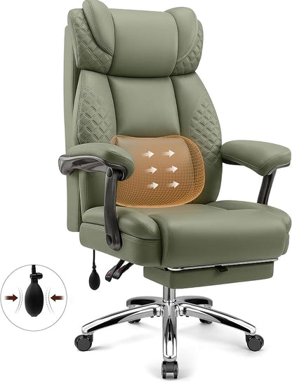 Big and Tall Office Chair, Desk Computer Chair with Footrest for Heavy People, Oversized Executive Gaming Chair, Extra Wide 500LBS Ergonomic Comfy Office Chair with Adjustable Lumbar Support
